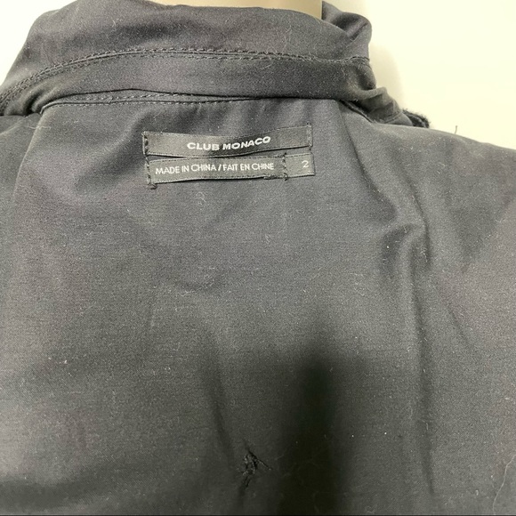 Club Monaco black trench Style button front short sleeve Dress size 2 - Picture 3 of 5